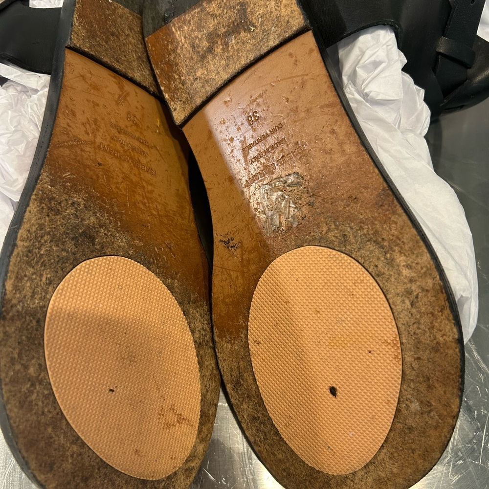 Isabel Marant Black Leather Studded Gladiator Sandals - Picture 6 of 6